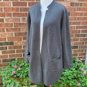 Chico’s Petite Woven-Back Animal-Print Cardigan XLP